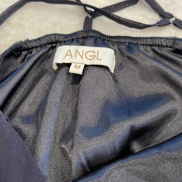 ANGL 100% Silk Strappy Mini Dress | Dark Grey | Size‎ Medium - Picture 11 of 12